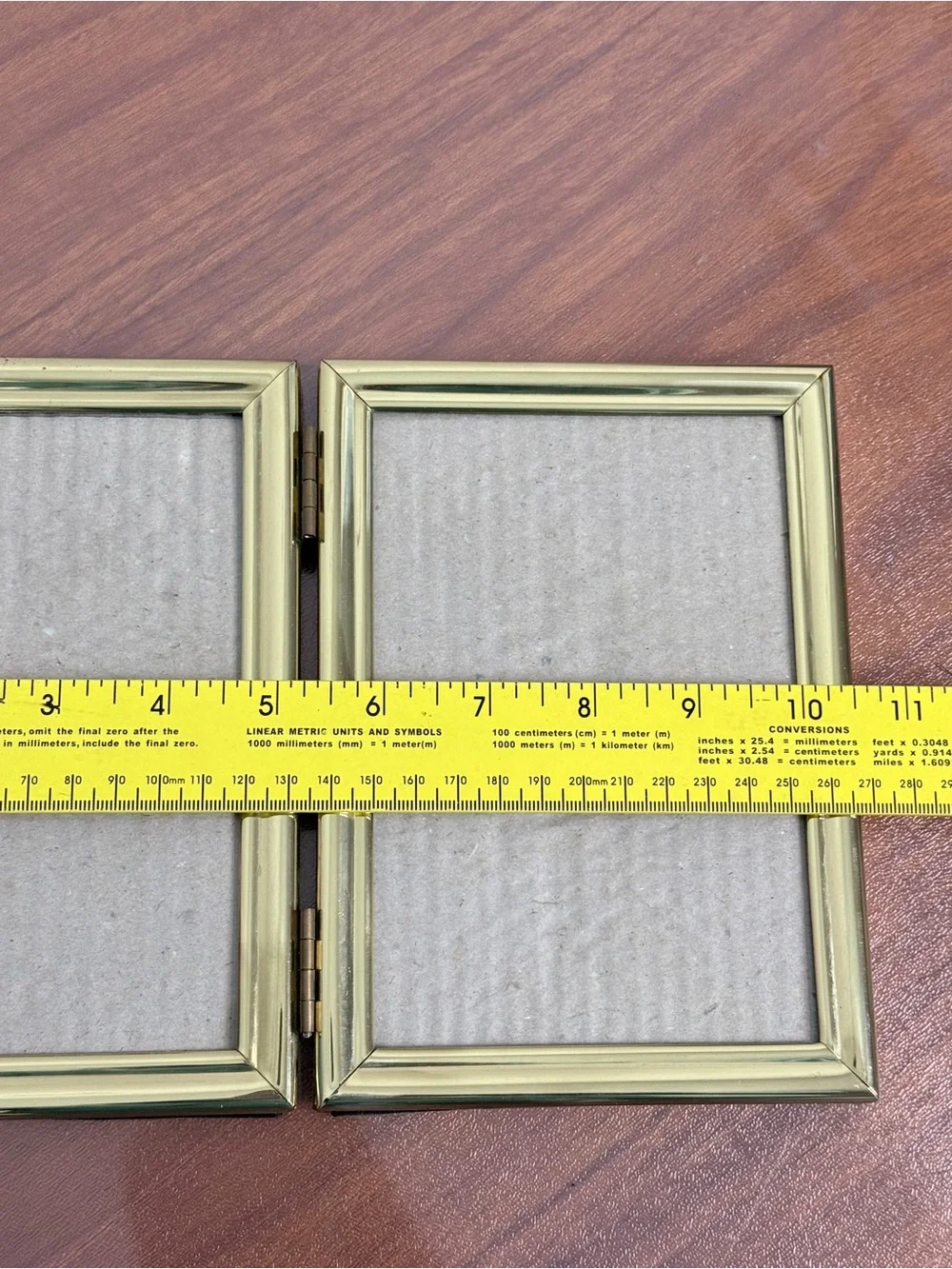 Vintage Brass Patina Double 5x7 Hinged Picture Frame